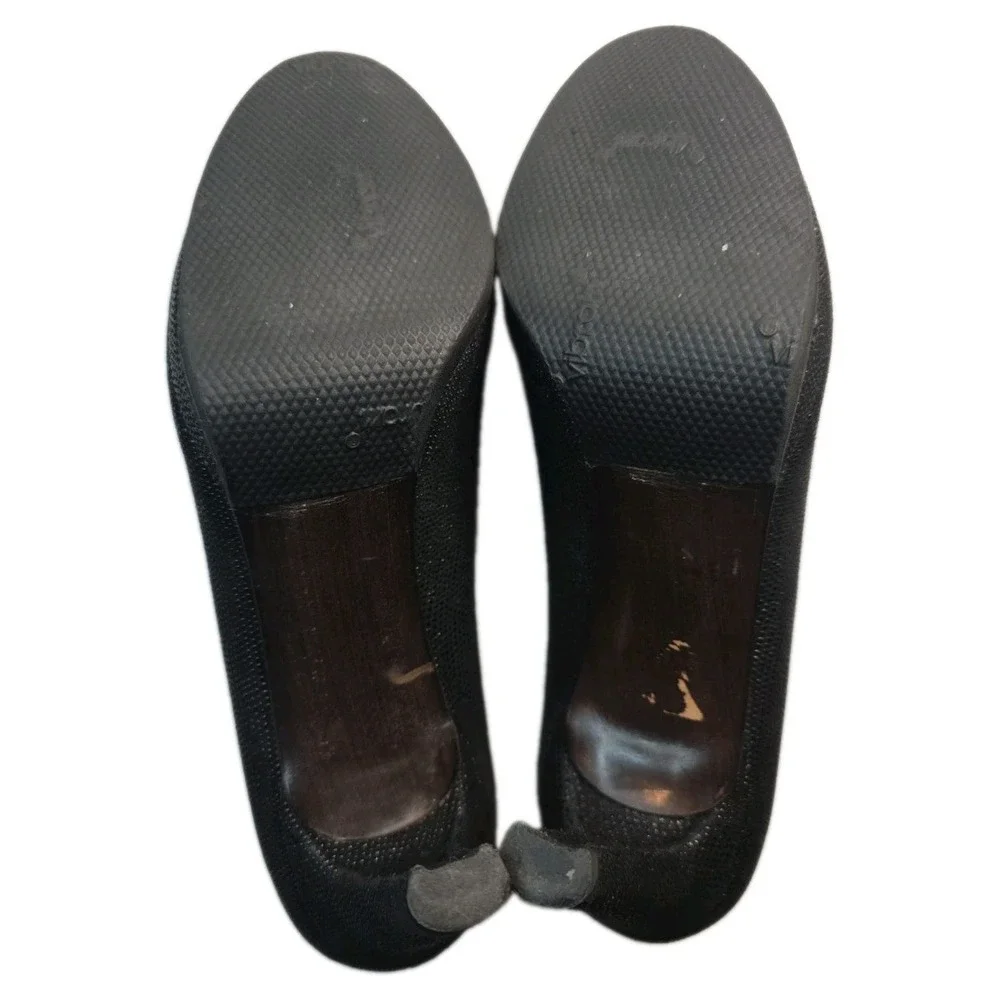 Stuart Weitzman Black Textured Peep Toe Platform Pumps Heels 7M OW31563